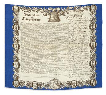 (DECLARATION OF INDEPENDENCE.) Pair of decorative engraved kerchiefs.
